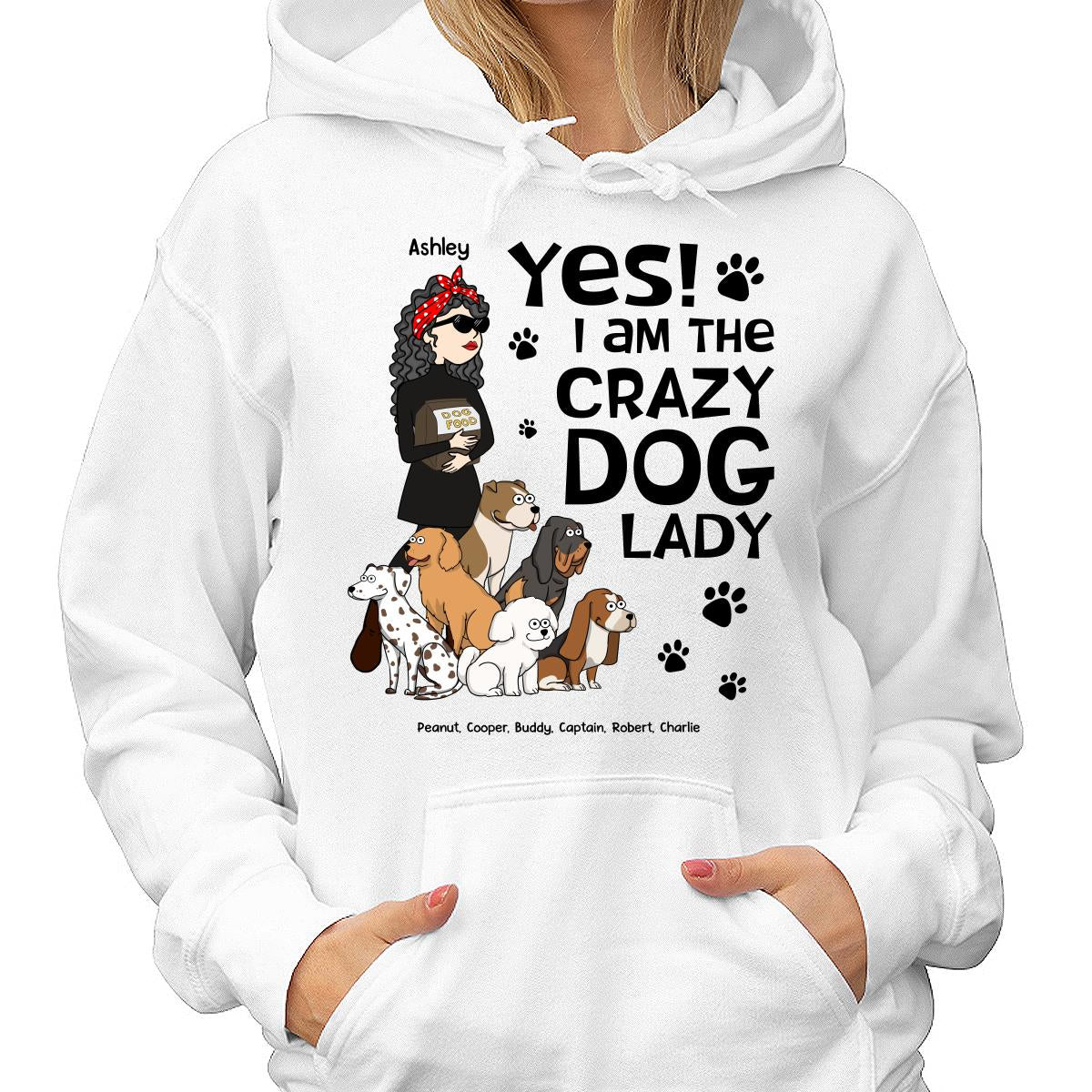 Yes I Am A Crazy Dog Lady Funny Dog Cartoon Personalized Shirt - Image 4