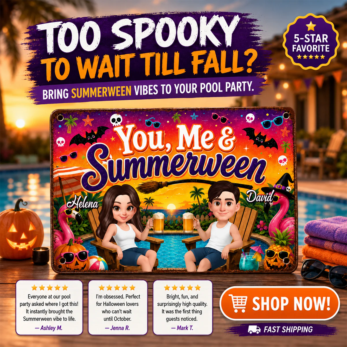 You and Me Summerween Couple - Personalized Metal Sign - Halloween Summer Decor - Image 8