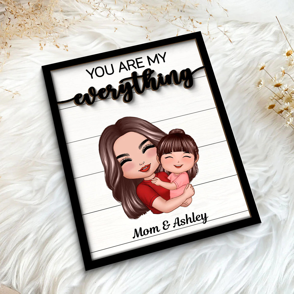 You Are My Everything Mom Grandma Hugging Kid Personalized 2-Layer Wooden Plaque - Image 5