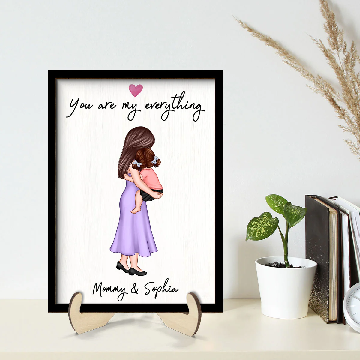You Are My Everything Mom Holding Kid Personalized 2-Layer Wooden Plaque - Image 3