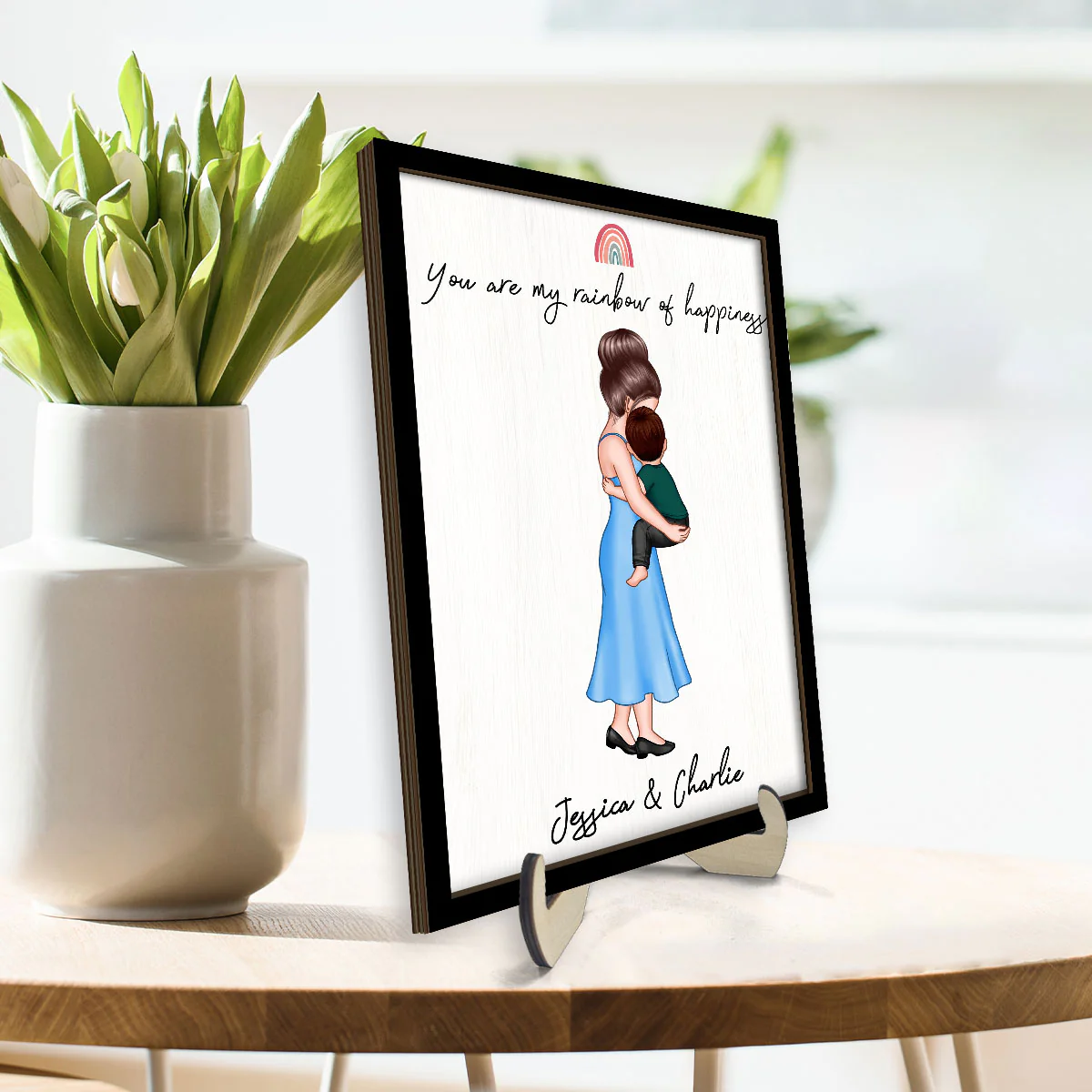 You Are My Everything Mom Holding Kid Personalized 2-Layer Wooden Plaque - Image 4