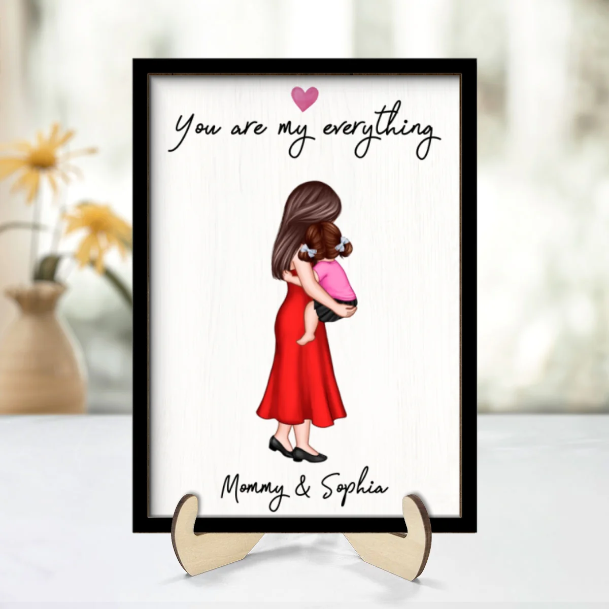 You Are My Everything Mom Holding Kid Personalized 2-Layer Wooden Plaque - Image 9