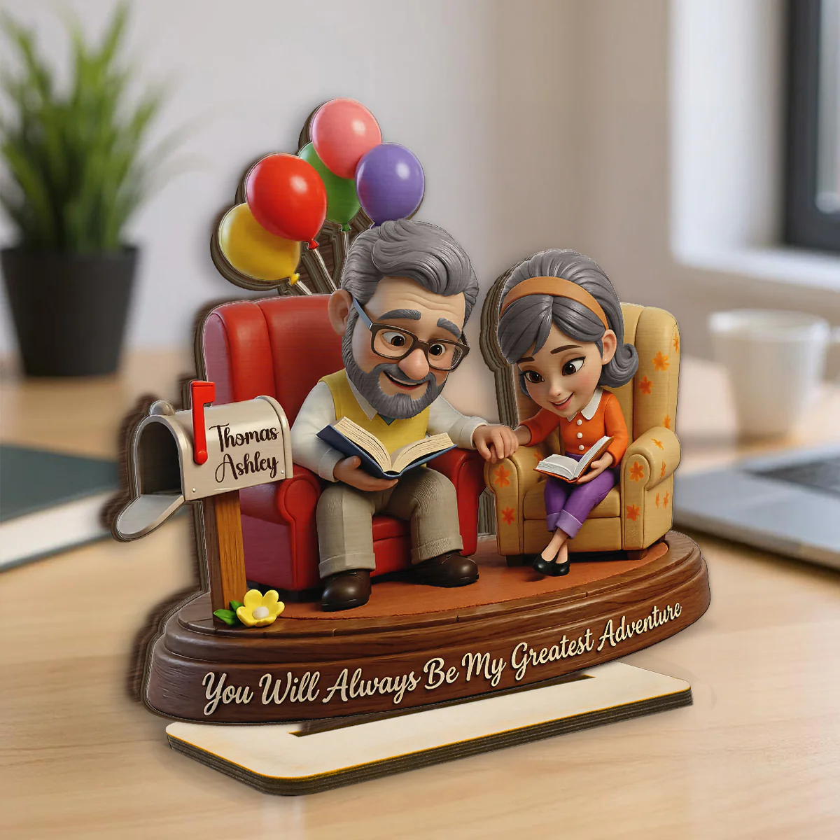 You Are My Greatest Adventure Old Couple - Personalized 2-Layered Wooden Plaque - Anniversary, Valentine's Day Gift, Gift For Him, Gift For Her - Image 2