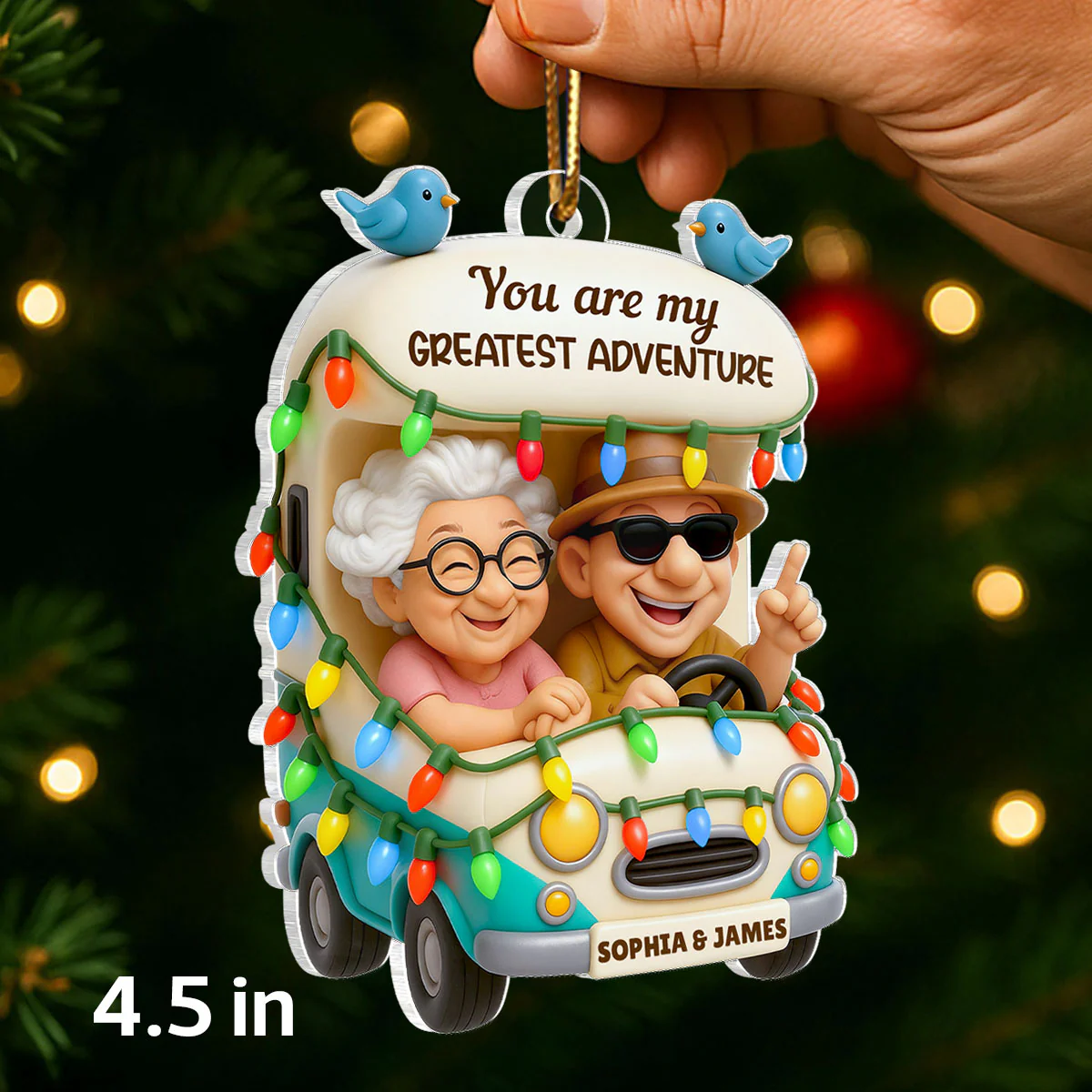 You Are My Greatest Adventure Old Couple - Personalized Acrylic Ornament - Christmas Gift For Him, For Her, For Couple - Image 2