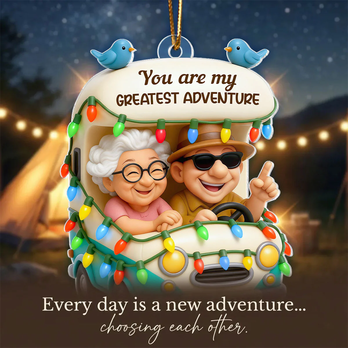 You Are My Greatest Adventure Old Couple - Personalized Acrylic Ornament - Christmas Gift For Him, For Her, For Couple - Image 3