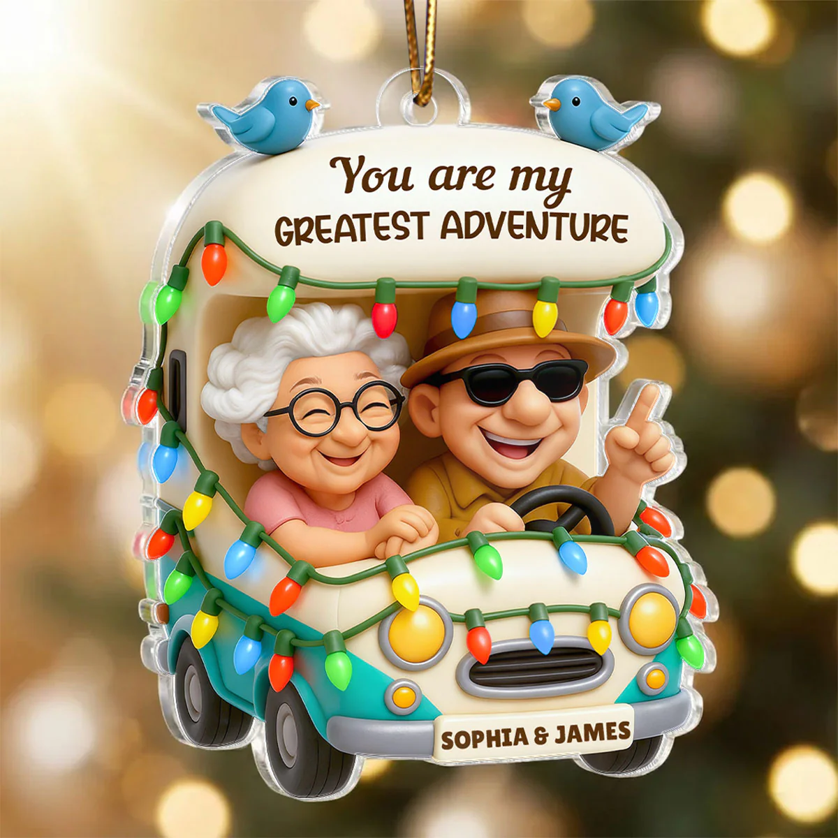 You Are My Greatest Adventure Old Couple - Personalized Acrylic Ornament - Christmas Gift For Him, For Her, For Couple - Image 4