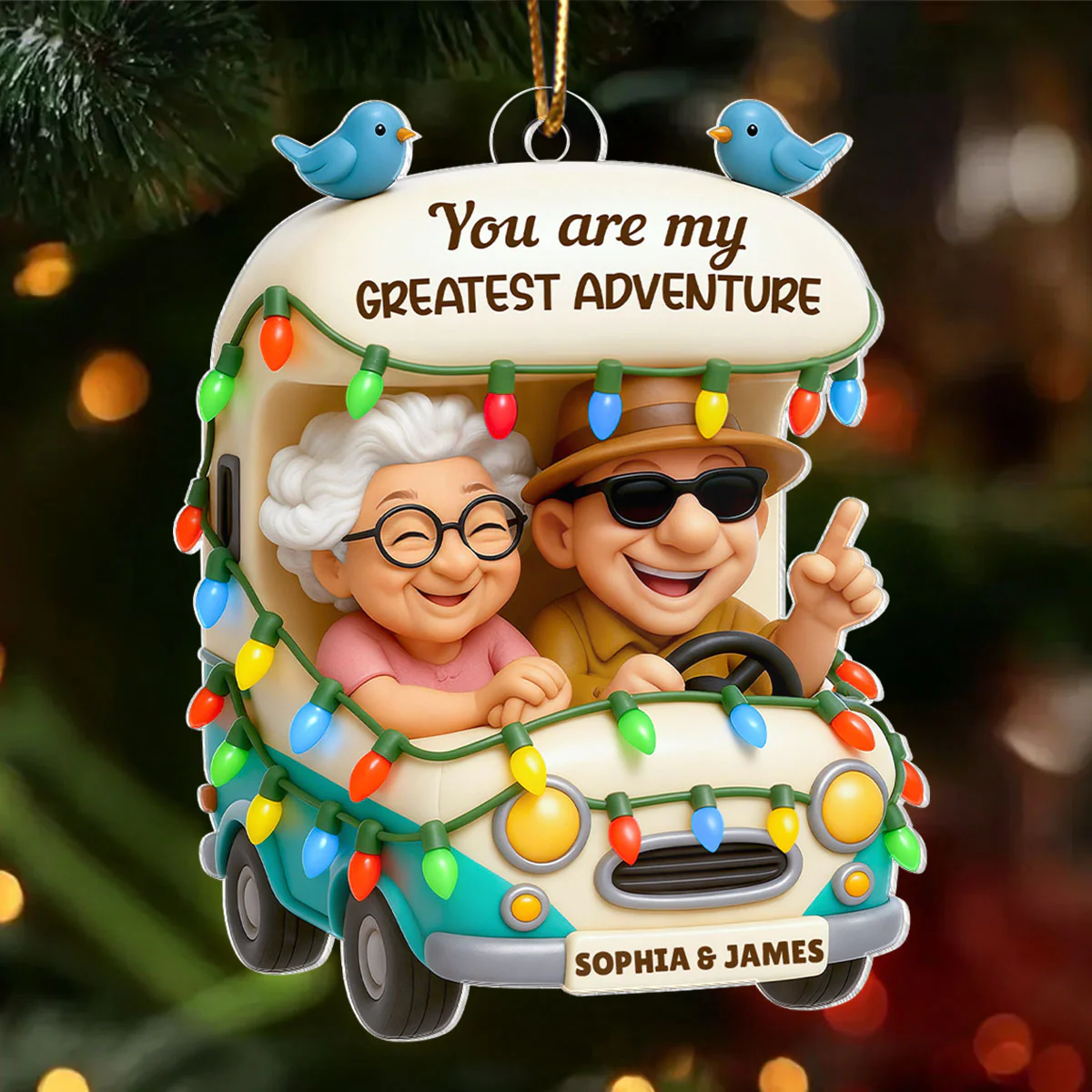 You Are My Greatest Adventure Old Couple - Personalized Acrylic Ornament - Christmas Gift For Him, For Her, For Couple - Image 7