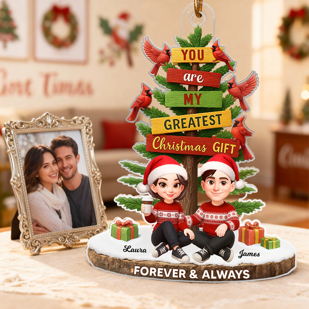 You Are My Greatest Christmas Gift - Personalized Acrylic Orament - Christmas Gift for Couple - Image 3