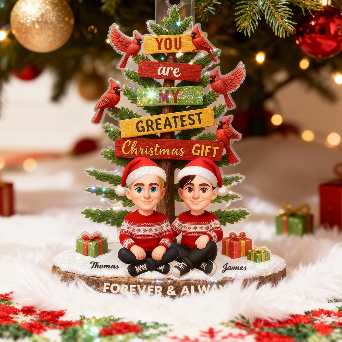You Are My Greatest Christmas Gift - Personalized Acrylic Orament - Christmas Gift for Couple - Image 4