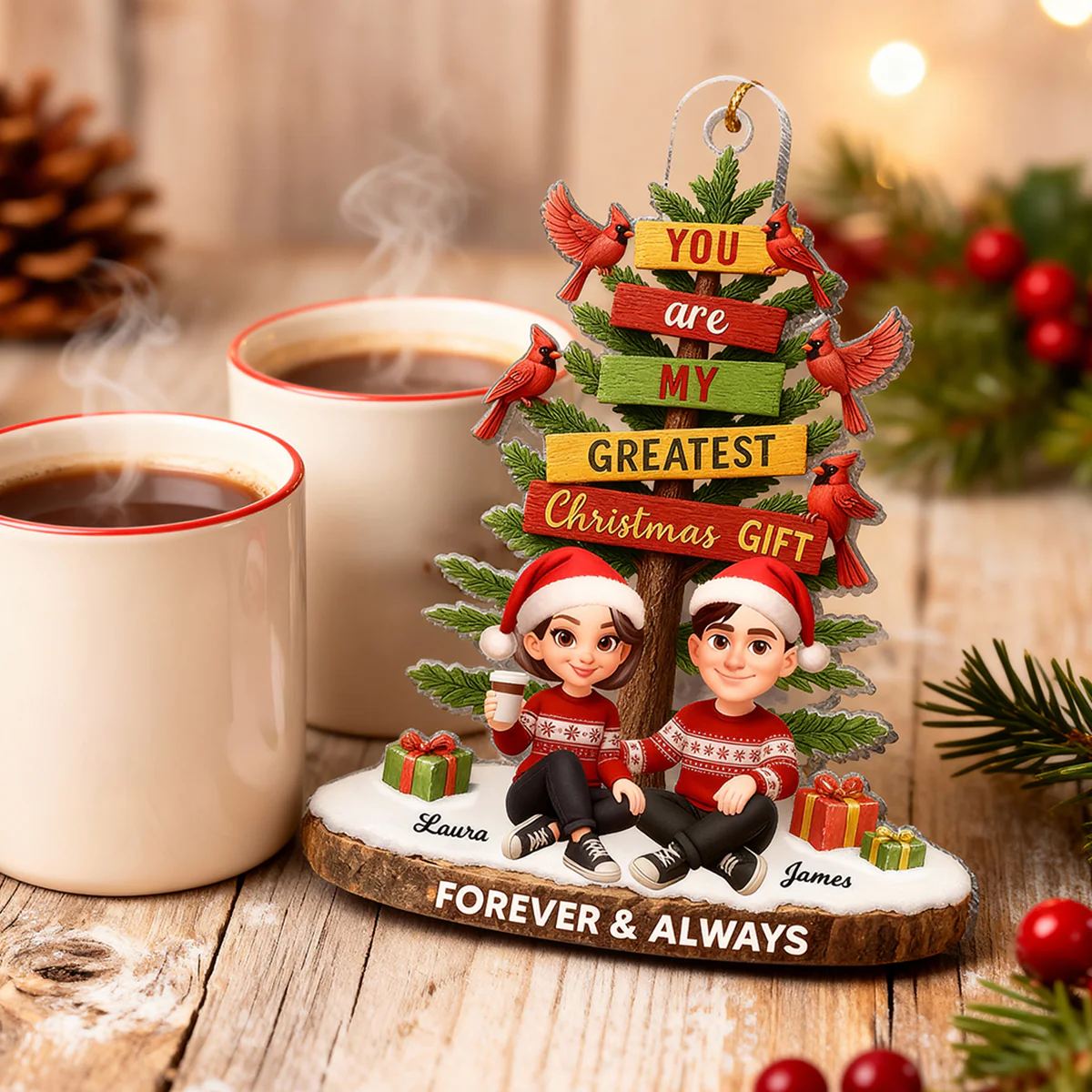 You Are My Greatest Christmas Gift - Personalized Acrylic Orament - Christmas Gift for Couple - Image 5