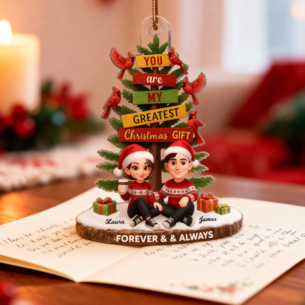 You Are My Greatest Christmas Gift - Personalized Acrylic Orament - Christmas Gift for Couple - Image 9