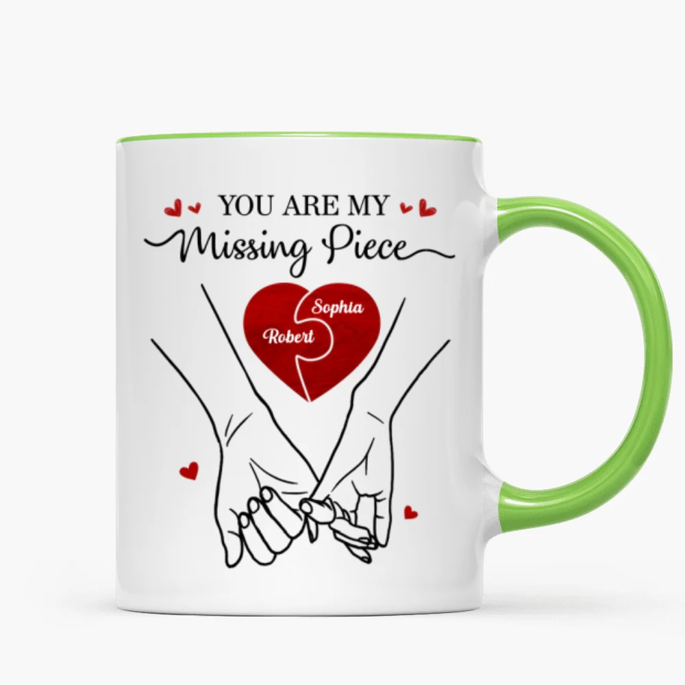 You Are My Missing Piece Couple Hands Outline Anniversary Gift Gift Personalized Mug - Image 15