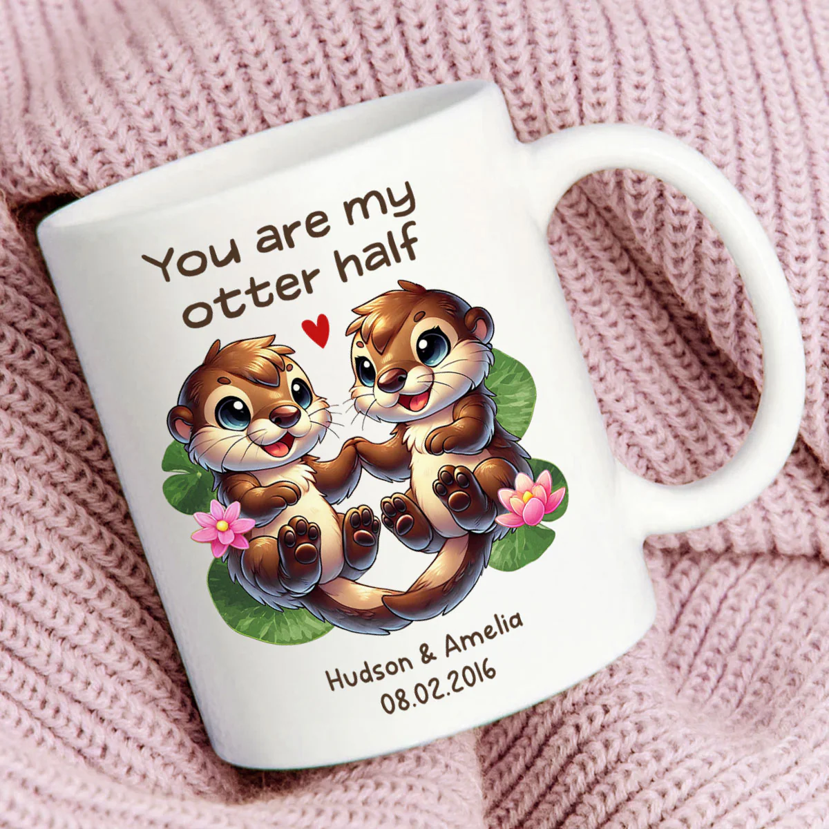 You Are My Otter Half Cute Otter Couple Personalized Mug, Unique Gift For Couples, For Her, For Him - Image 2