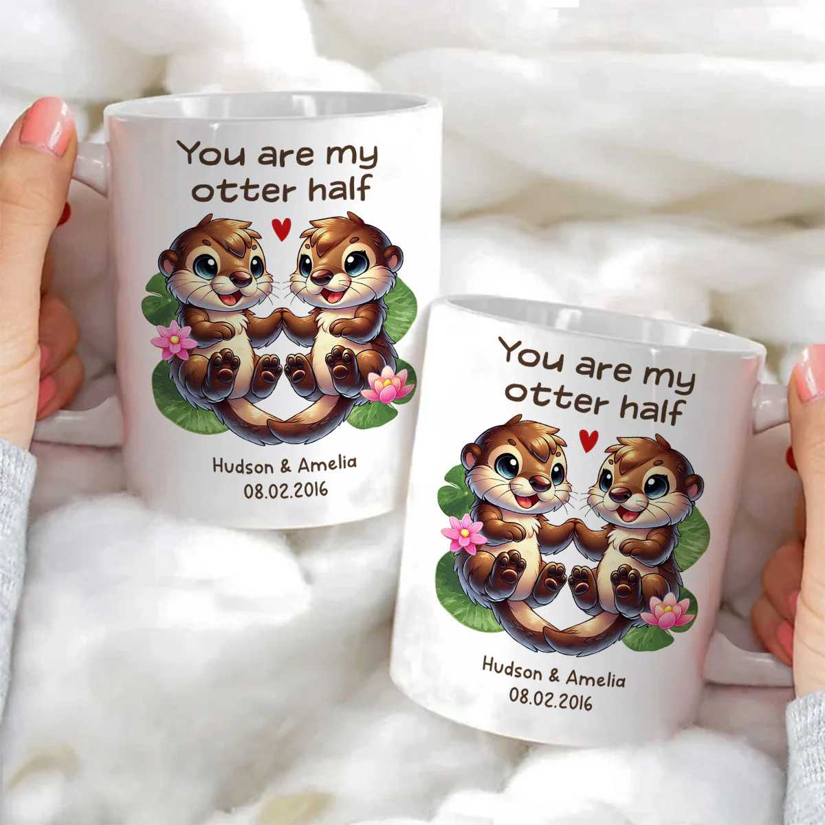 You Are My Otter Half Cute Otter Couple Personalized Mug, Unique Gift For Couples, For Her, For Him - Image 3