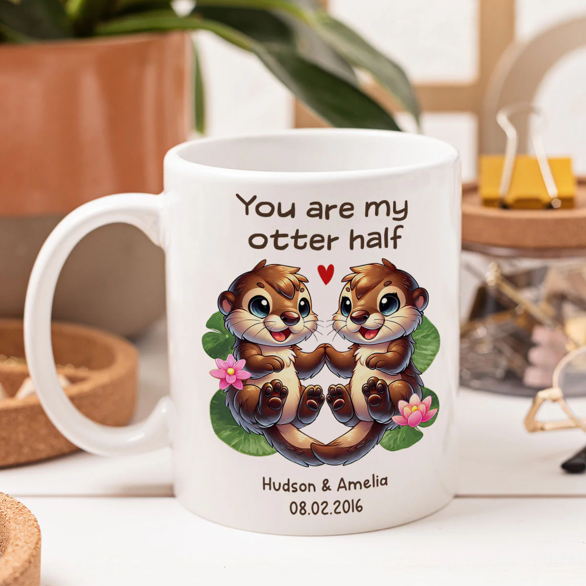 You Are My Otter Half Cute Otter Couple Personalized Mug, Unique Gift For Couples, For Her, For Him - Image 4