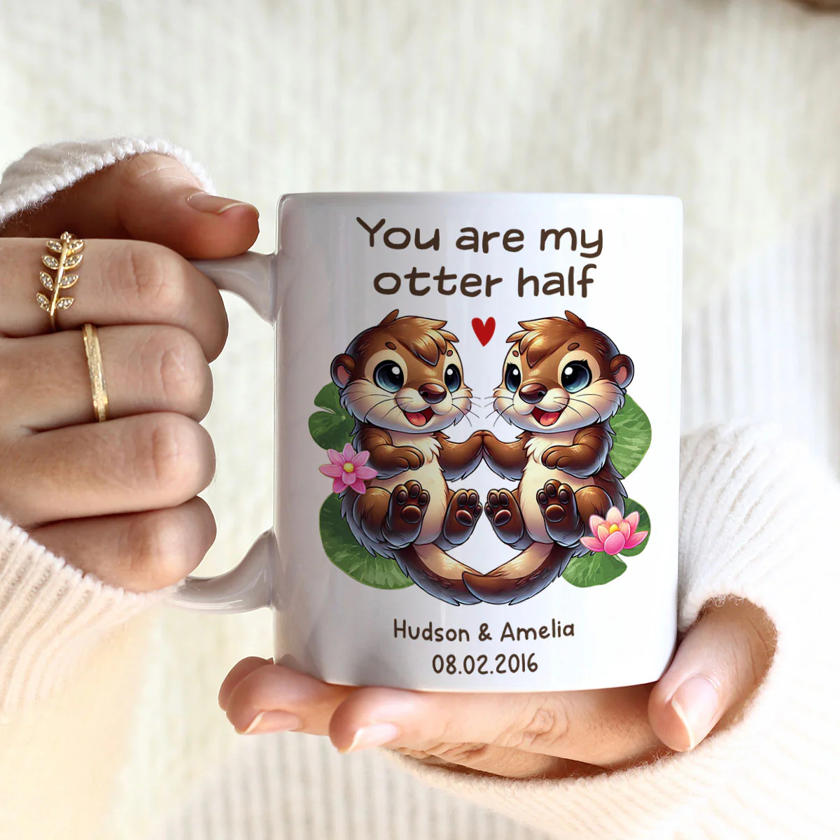 You Are My Otter Half Cute Otter Couple Personalized Mug, Unique Gift For Couples, For Her, For Him - Image 5