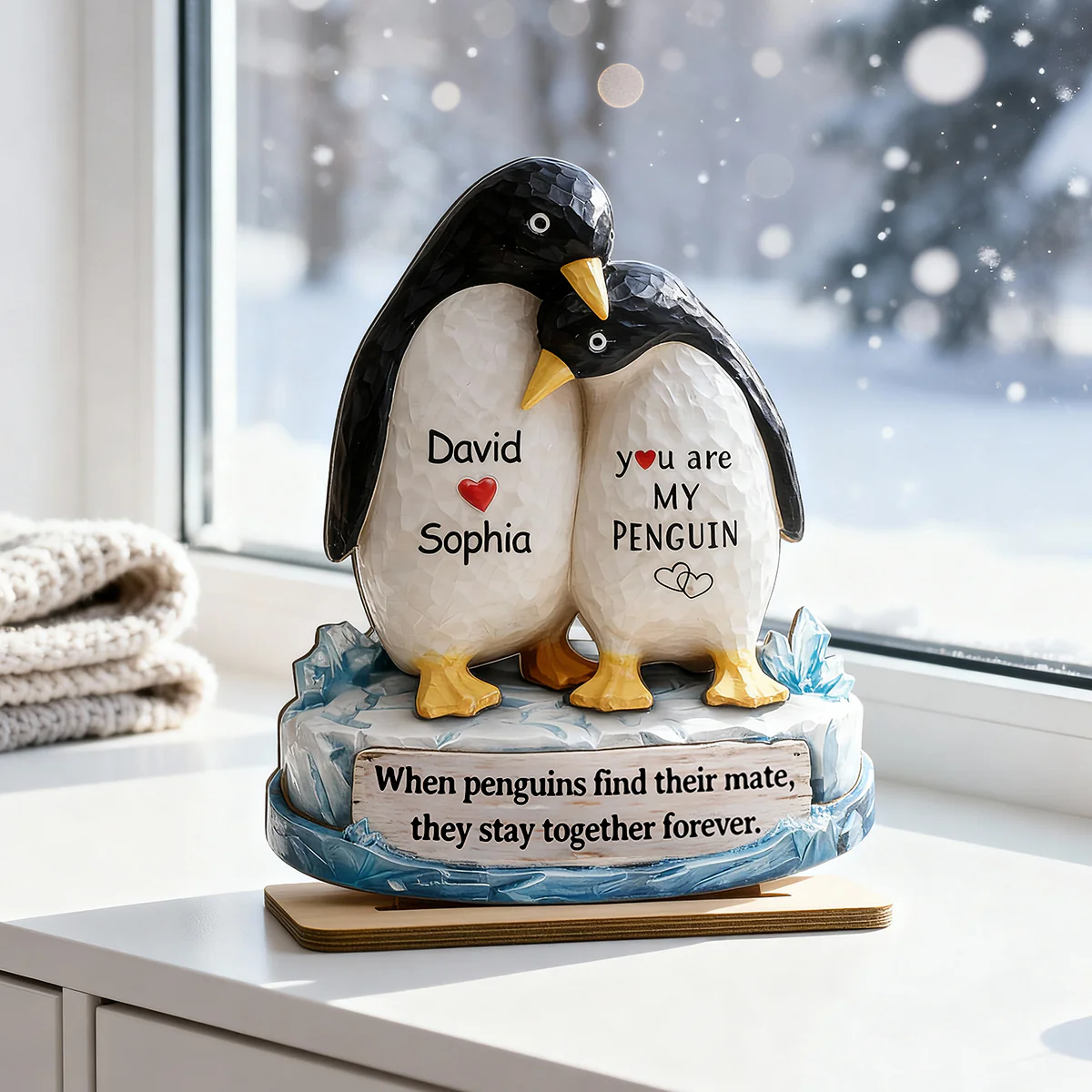 You Are My Penguin - Personalized 2-Layered Wooden Plaque - Sentimental Wedding Anniversary Gift, Gift for Him, for Her - Image 4
