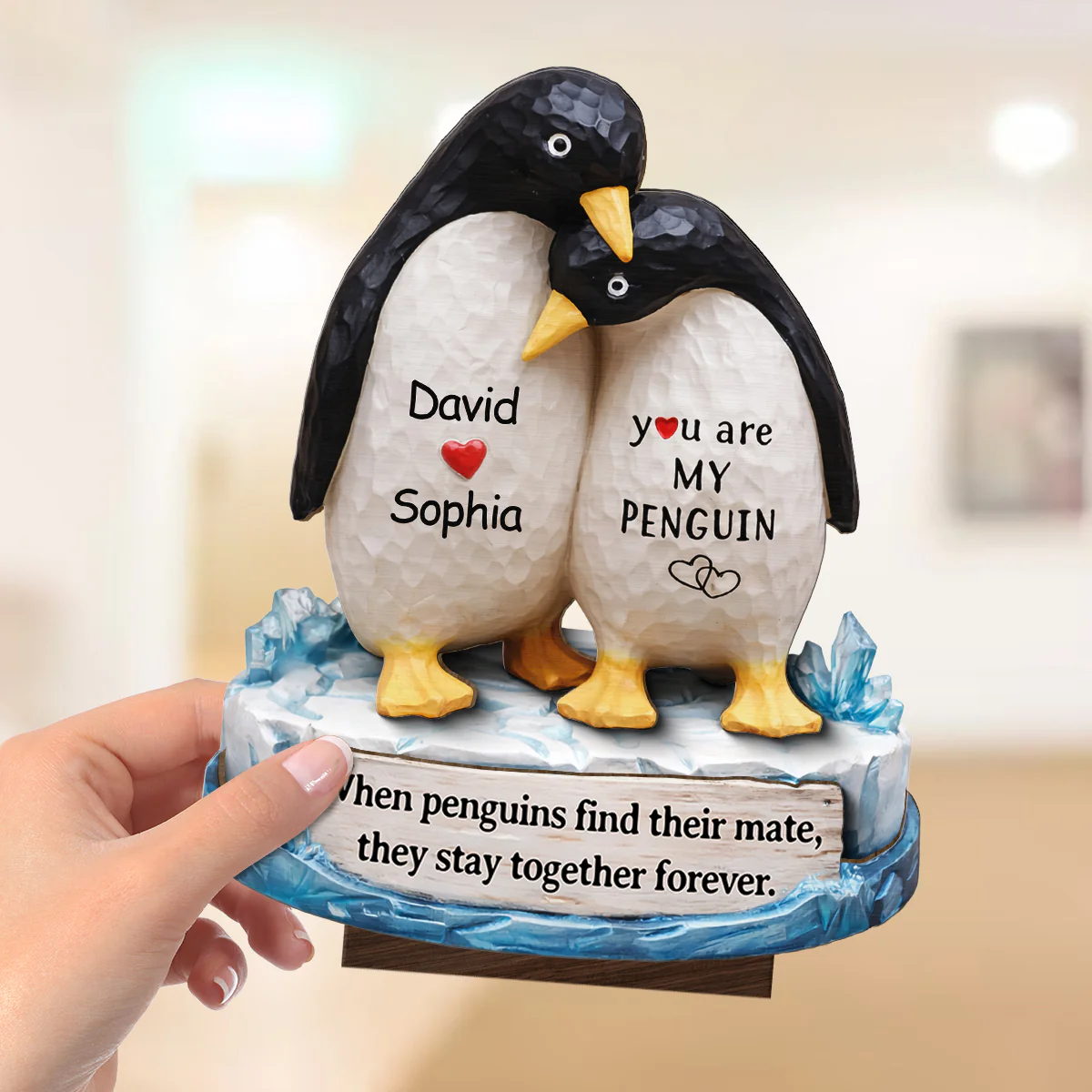 You Are My Penguin - Personalized 2-Layered Wooden Plaque - Sentimental Wedding Anniversary Gift, Gift for Him, for Her - Image 6