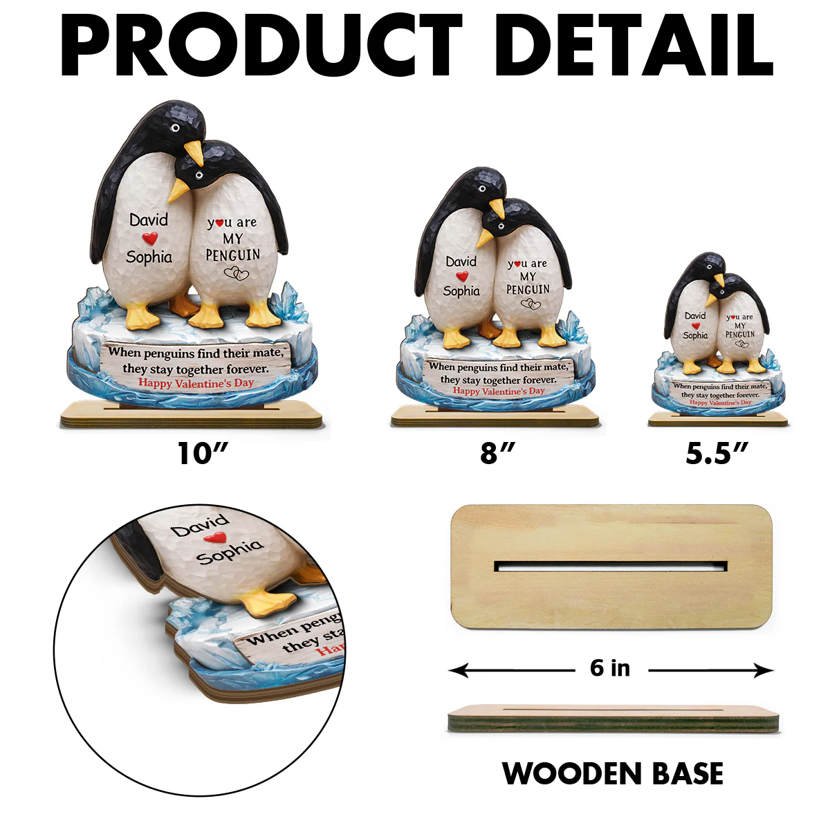 You Are My Penguin - Personalized 2-Layered Wooden Plaque - Sentimental Wedding Anniversary Gift, Gift for Him, for Her - Image 10