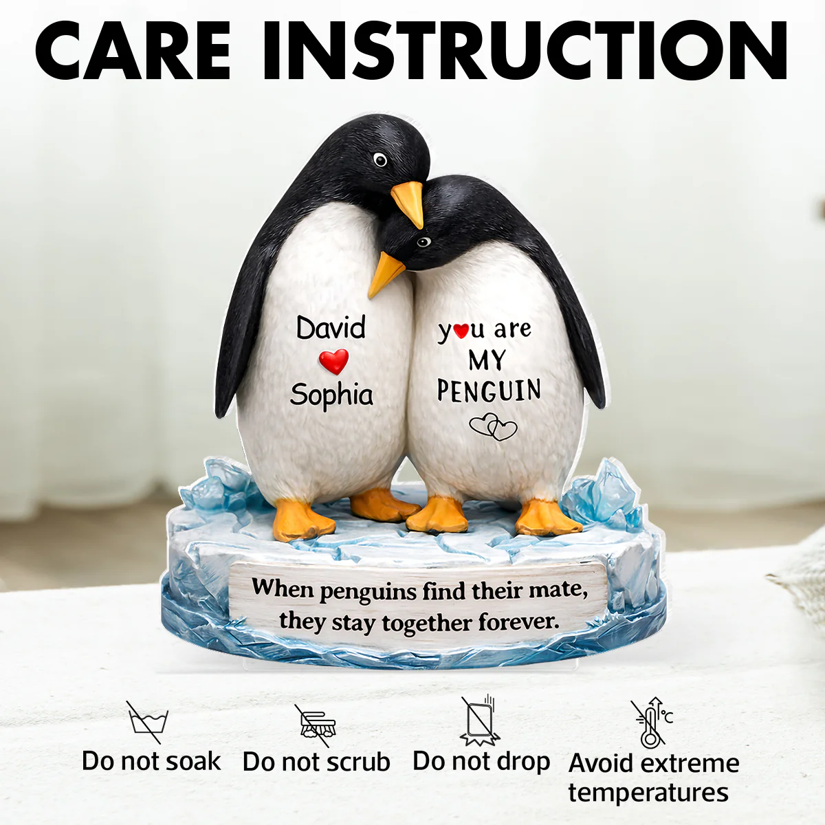 You Are My Penguin - Personalized Acrylic Block Plaque - Sentimental Wedding Anniversary Gift, Gift for Him, for Her - Image 9