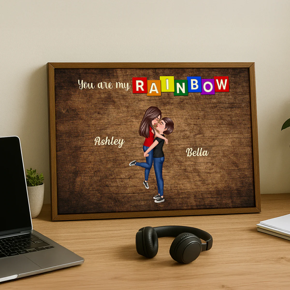 You Are My Rainbow LGBTQ Couple Personalized Poster, Pride Month Gift - Image 4