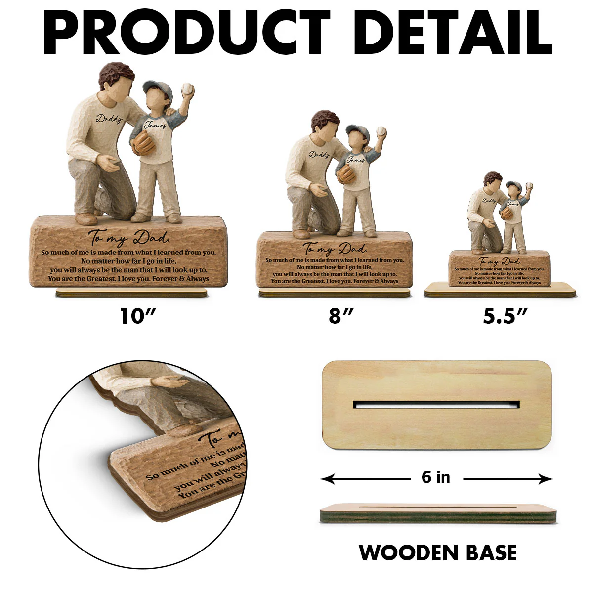 You Are The Greatest Father & Son 2D Flat Printed - Personalized 2-Layered Wooden Plaque - Sentimental Gift For Dad From Son - Image 6