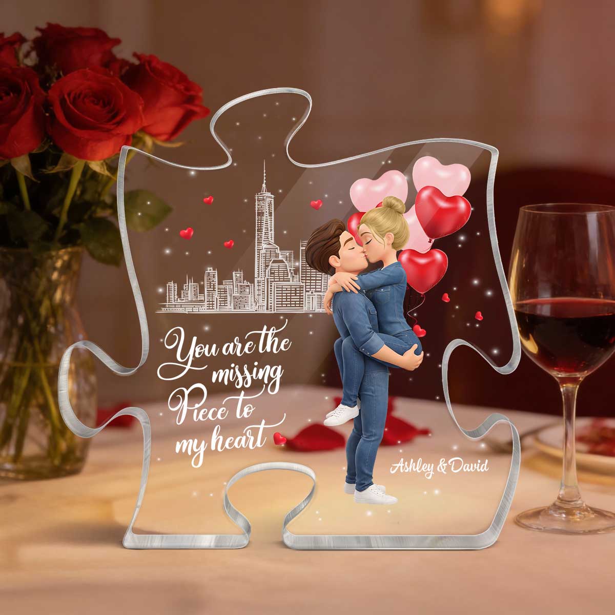 You Are The Missing Piece To My Heart - Personalized Acrylic Block Plaque - Anniversary, Valentine's Day Gift, Gift For Him, Gift For Her - Image 7