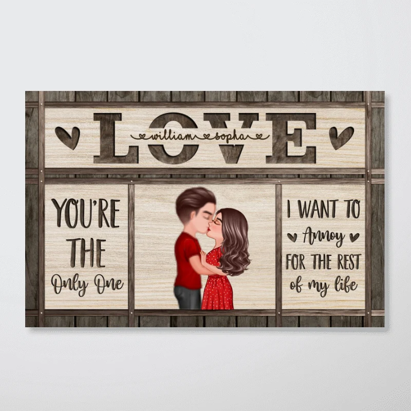 You Are The Only One Couple Kissing Love Personalized Horizontal Poster - Image 4