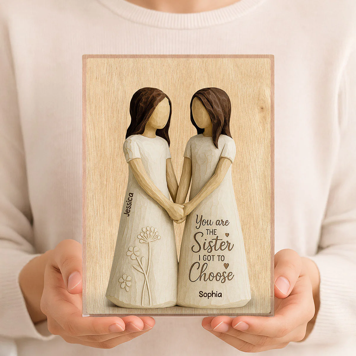 You Are The Sister I Got To Choose 3D Effect Personalized Acrylic Block Plaque Birthday Gift Friendship Gift for Besties, Best Friends - Image 5