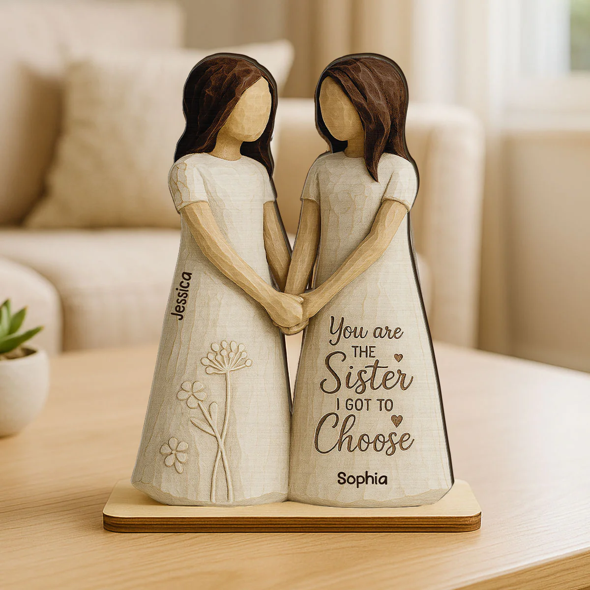 You Are The Sister I Got To Choose 3D Effect - Personalized 2-Layered Wooden Plaque - Gift for Besties, Best Friends - Image 13