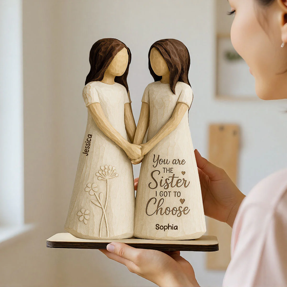 You Are The Sister I Got To Choose 3D Effect - Personalized 2-Layered Wooden Plaque - Gift for Besties, Best Friends - Image 4
