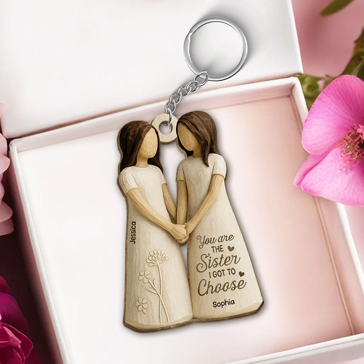 You Are The Sister I Got To Choose Personalized Wooden Keychain, Birthday Gift Friendship Gift for Besties, Best Friends - Image 2