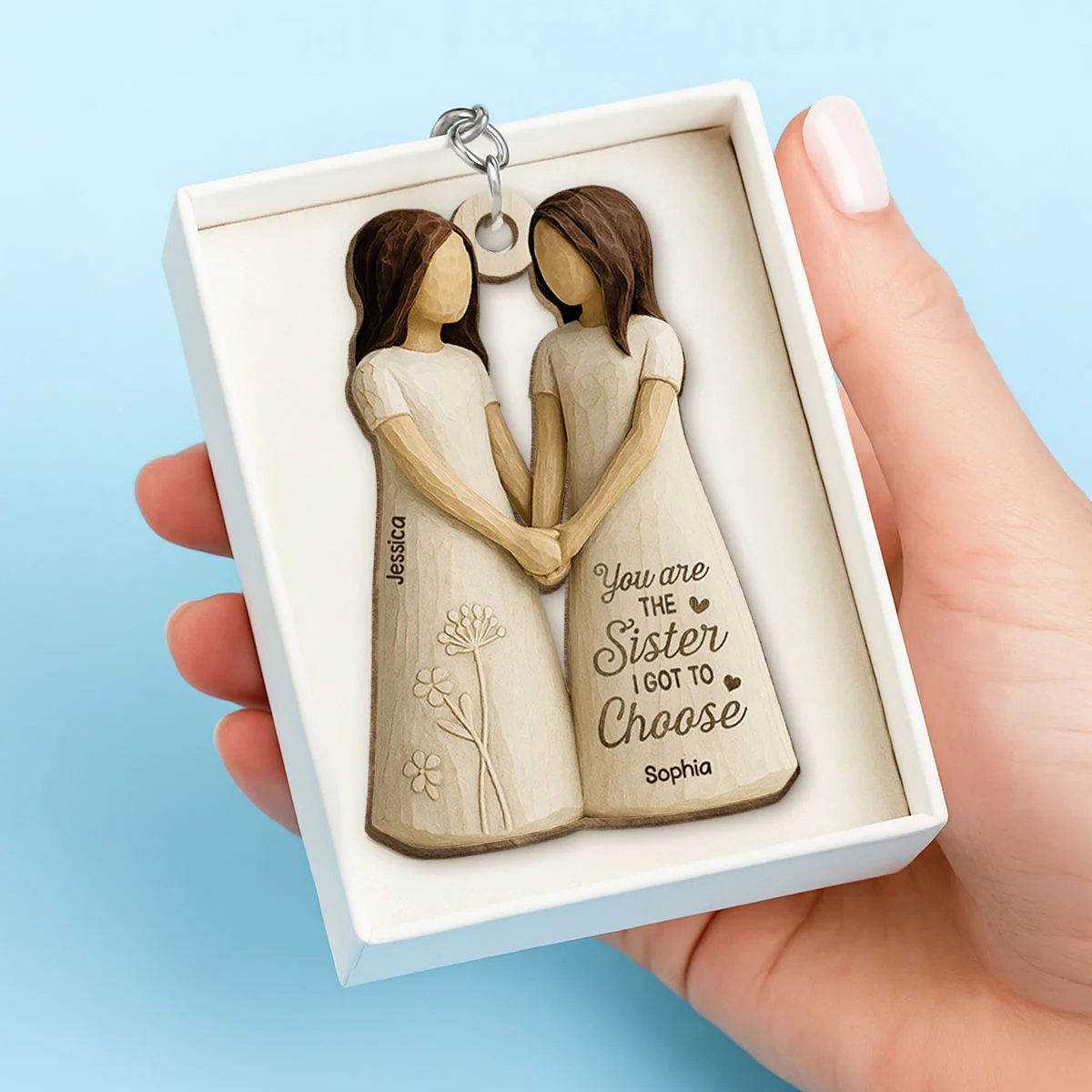 You Are The Sister I Got To Choose Personalized Wooden Keychain, Birthday Gift Friendship Gift for Besties, Best Friends - Image 3