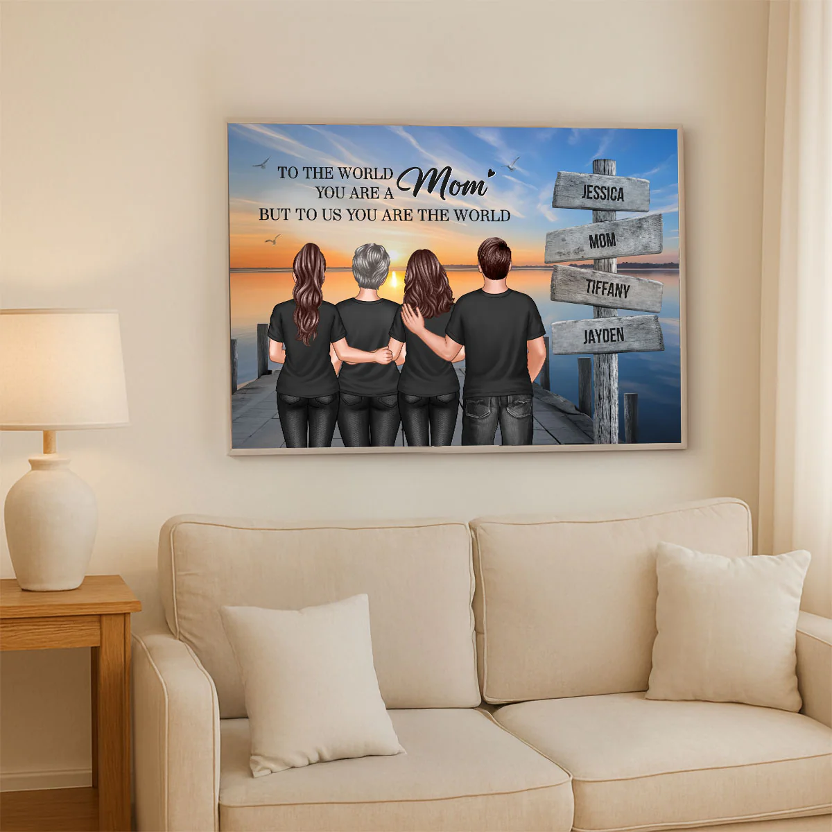 You Are The World Woman & Kids Sign Post Personalized Poster, Heartfelt Gift For Mom - Image 11
