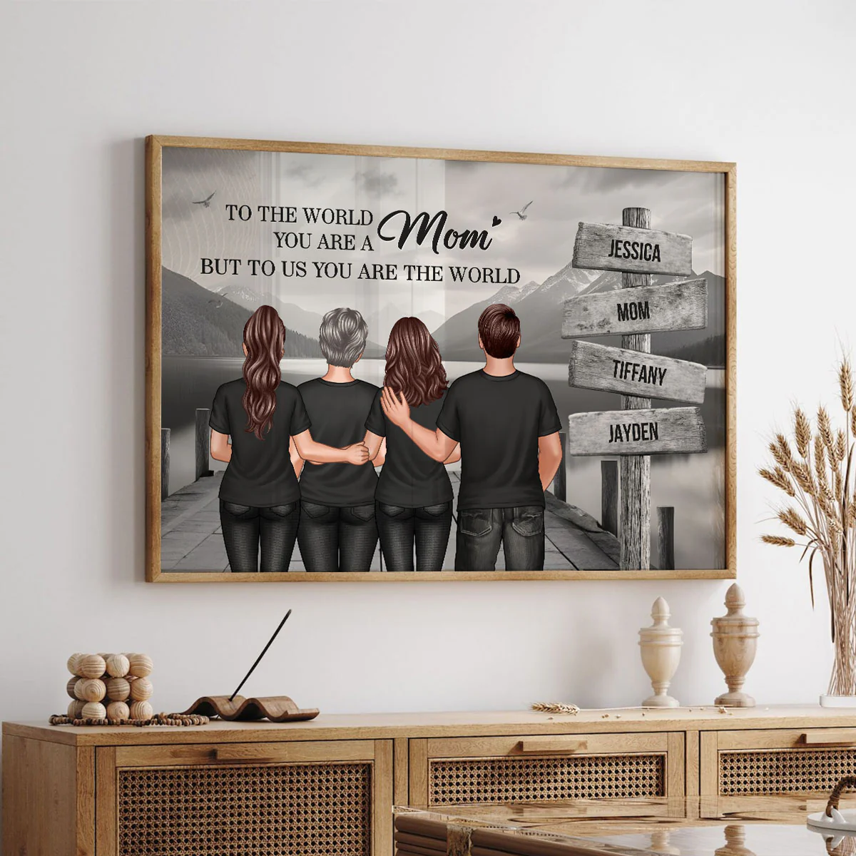 You Are The World Woman & Kids Sign Post Personalized Poster, Heartfelt Gift For Mom - Image 6