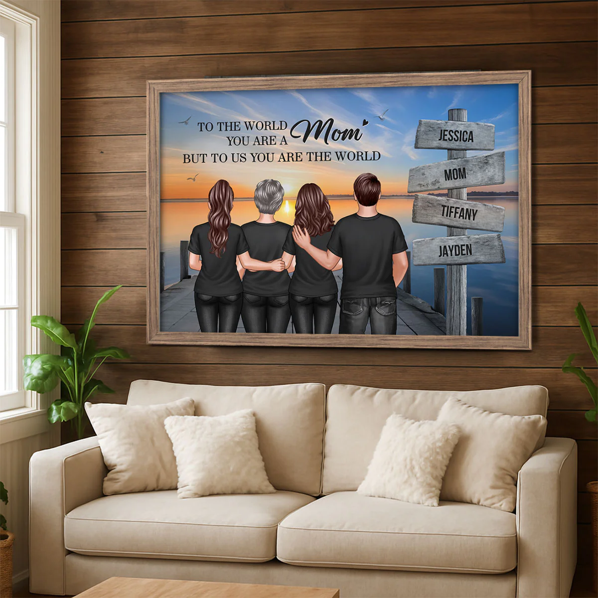 You Are The World Woman & Kids Sign Post Personalized Poster, Heartfelt Gift For Mom - Image 7