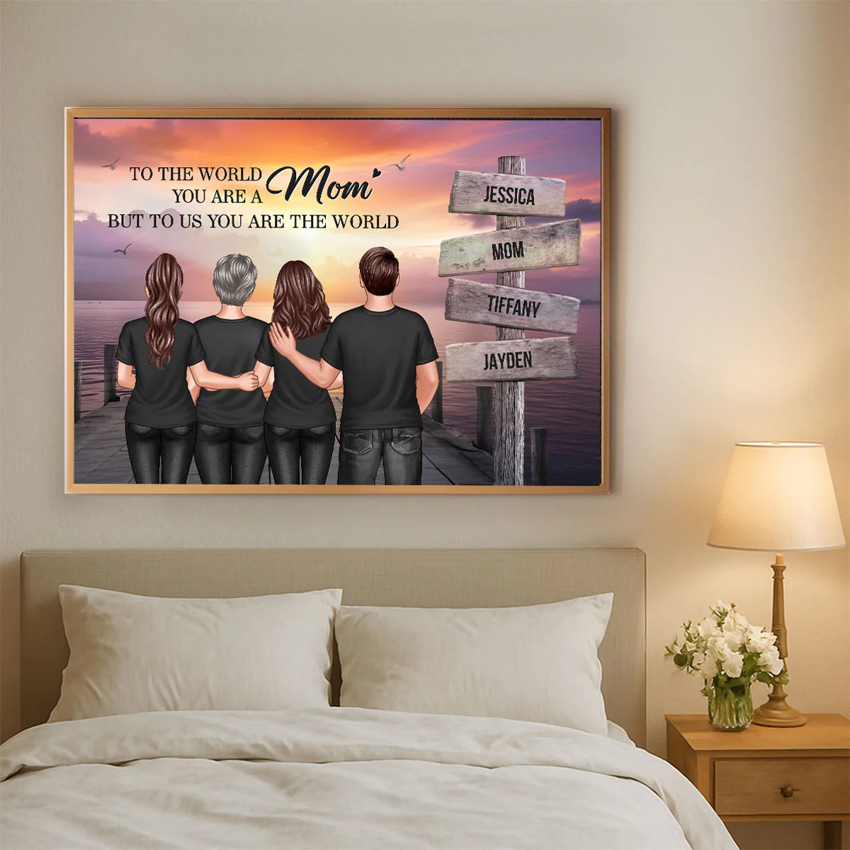 You Are The World Woman & Kids Sign Post Personalized Poster, Heartfelt Gift For Mom - Image 8