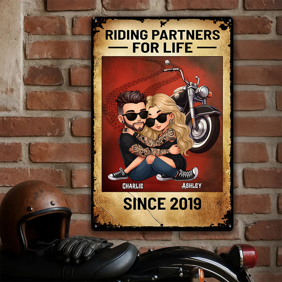 You Don't Stop Riding When You Get Old Biker Couple Personalized Metal Sign, Gifts For Riders - Image 2
