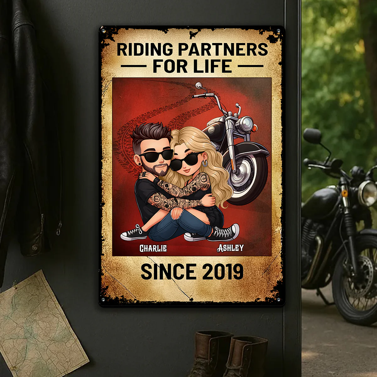 You Don't Stop Riding When You Get Old Biker Couple Personalized Metal Sign, Gifts For Riders - Image 6