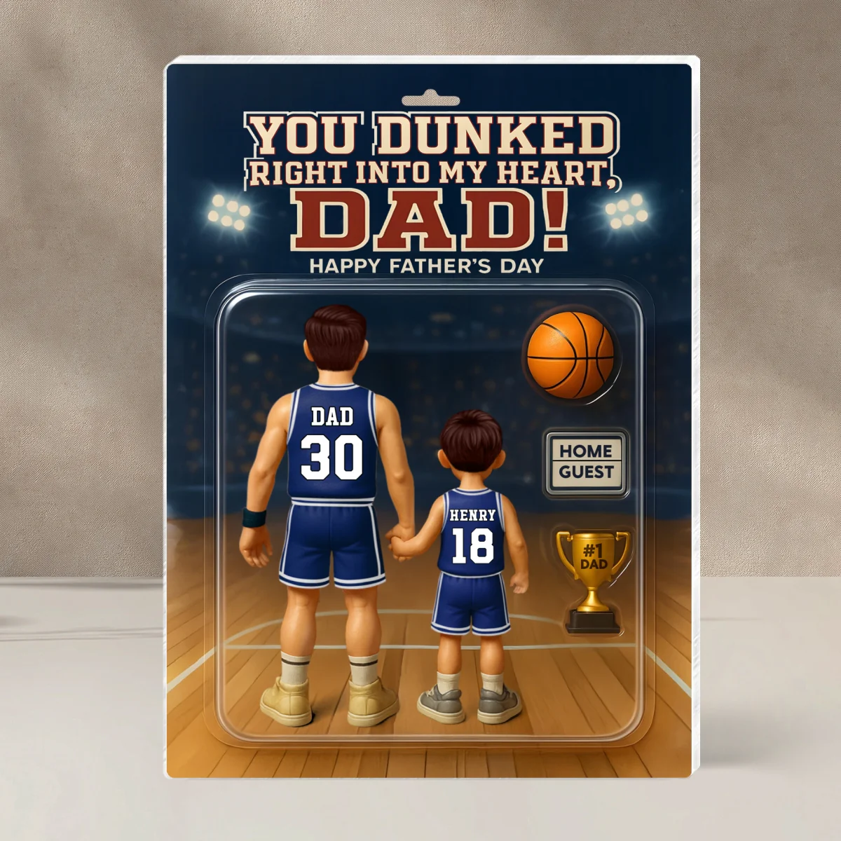 You Dunked Right into my Heart Dad, Basketball Custom Figure - Personalized Acrylic Block Plaque - Gift For Dad, Gift For Husband, Gift For Grandpa - Image 11