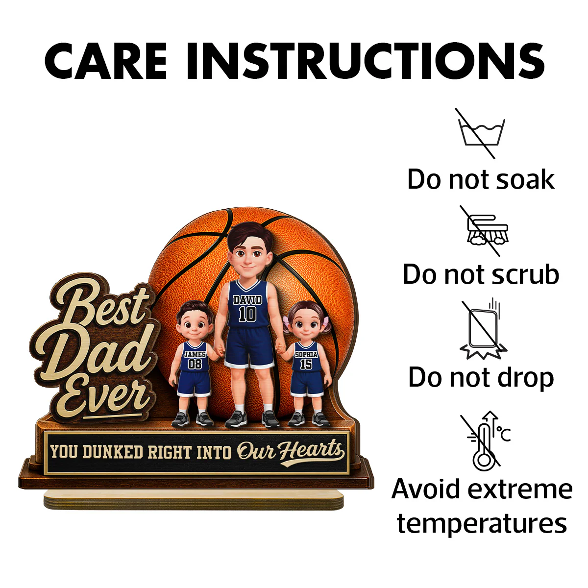 You Dunked Right Into Our Heart - Personalized 2-Layered Wooden Plaque - Gift For Basketball Dad - Image 9