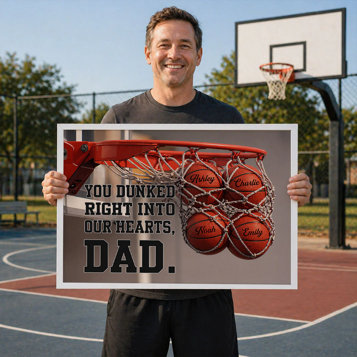You Dunked Right into Our Hearts Basketball Dad - Personalized Poster - Father's Day Gift for Dad, Husband - Image 3