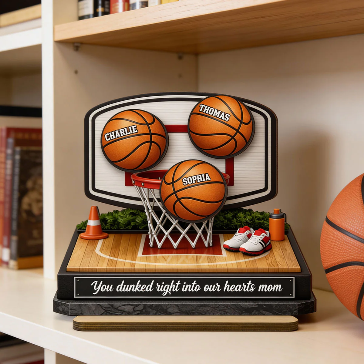 You Dunked Right into Our Hearts Basketball Mom - Personalized 2-Layered Wooden Plaque - Gift for Mom - Image 5
