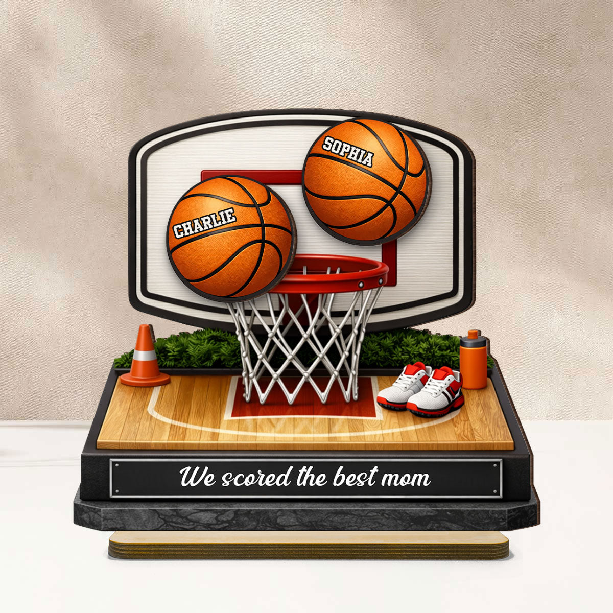 You Dunked Right into Our Hearts Basketball Mom - Personalized 2-Layered Wooden Plaque - Gift for Mom - Image 6