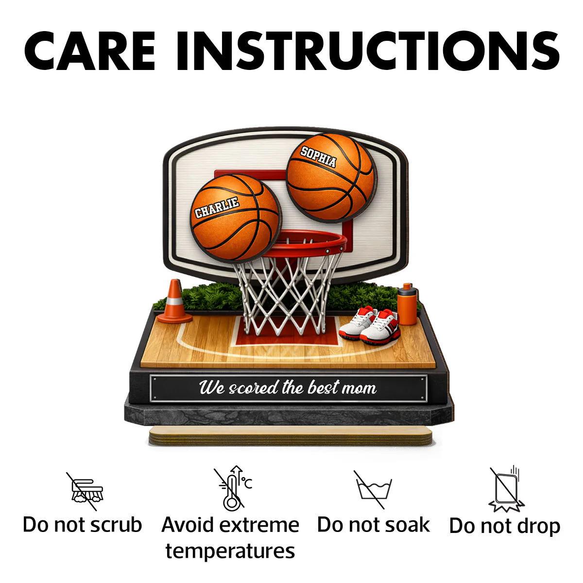 You Dunked Right into Our Hearts Basketball Mom - Personalized 2-Layered Wooden Plaque - Gift for Mom - Image 7