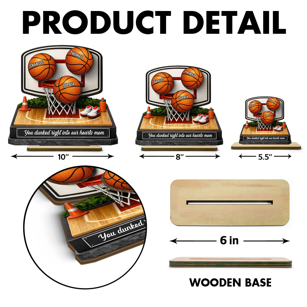 You Dunked Right into Our Hearts Basketball Mom - Personalized 2-Layered Wooden Plaque - Gift for Mom - Image 8