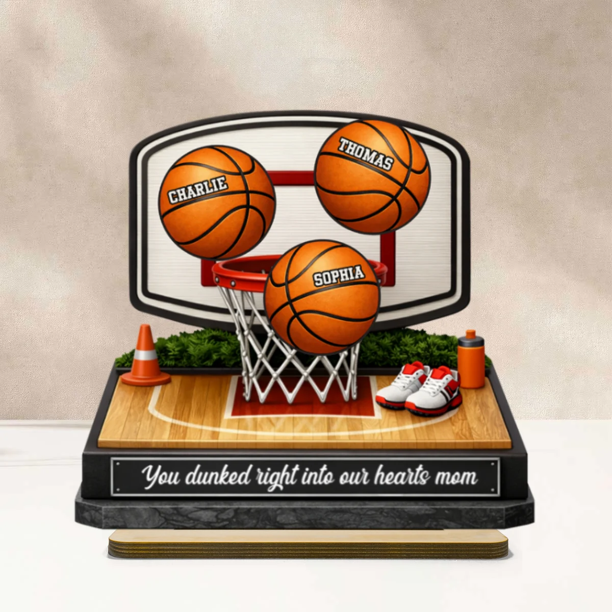 You Dunked Right into Our Hearts Basketball Mom - Personalized 2-Layered Wooden Plaque - Gift for Mom - Image 9