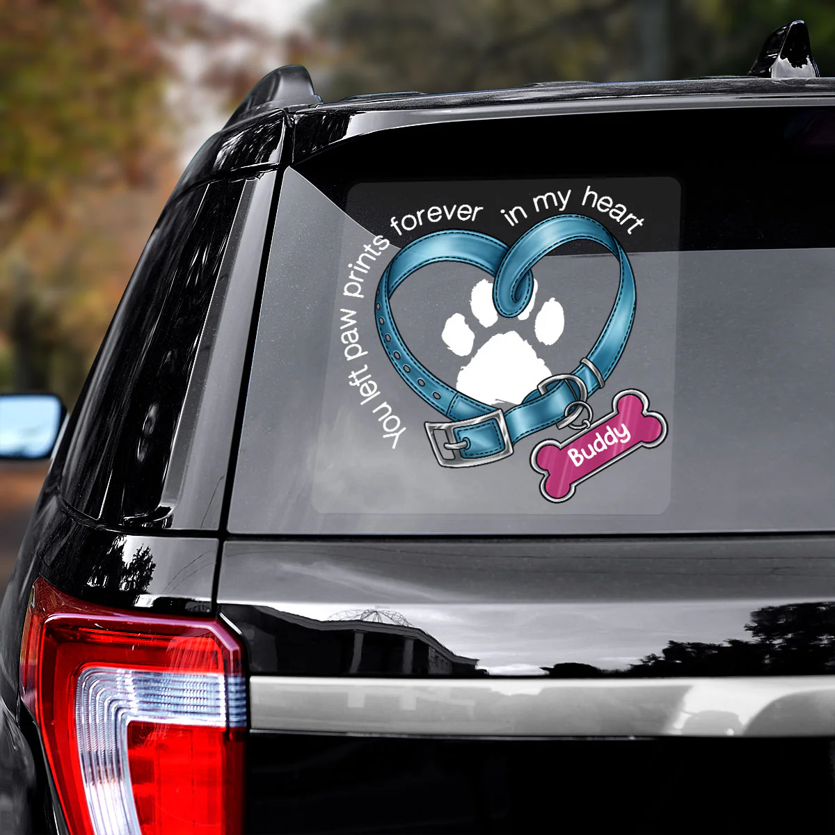 You Left Paw Prints In My Heart Dog, Cat, Pet Memorial Sympathy Remembrance Gift Personalized Decal - Image 10