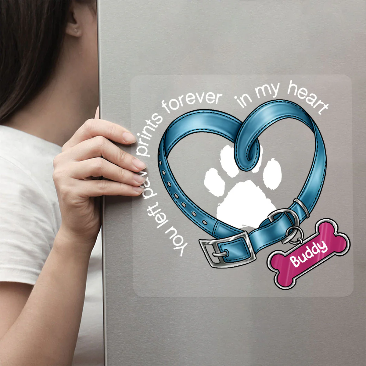 You Left Paw Prints In My Heart Dog, Cat, Pet Memorial Sympathy Remembrance Gift Personalized Decal - Image 11
