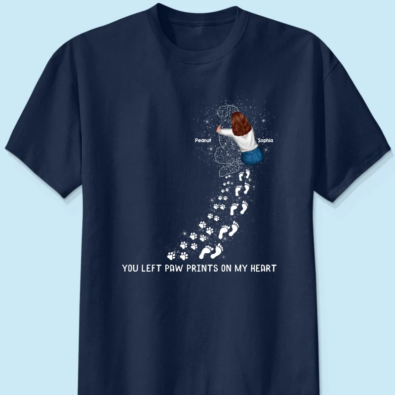 You Left Paw Prints On My Heart Dog Memorial Keepsake Personalized Shirt - Image 8